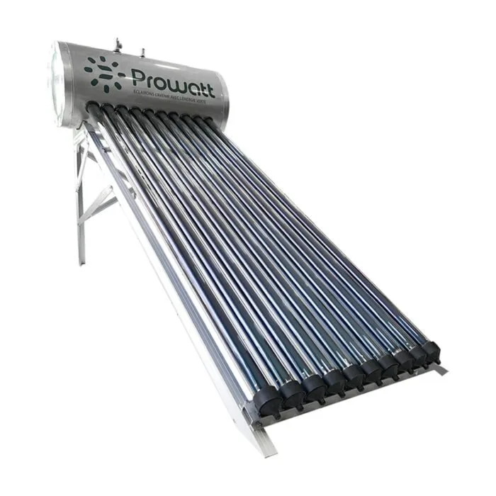Chauffe eau solaire tubulaire 200L pressurisé (res + 20 tubes ap + cadre)